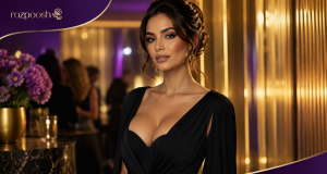 مدل شیک سوتین دکلته رزپوش برای لباس مجلسی یقه باز